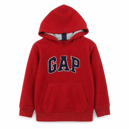 Gap Boys Red Fleece Pullover Hoodie 6-7 Years with Logo Front