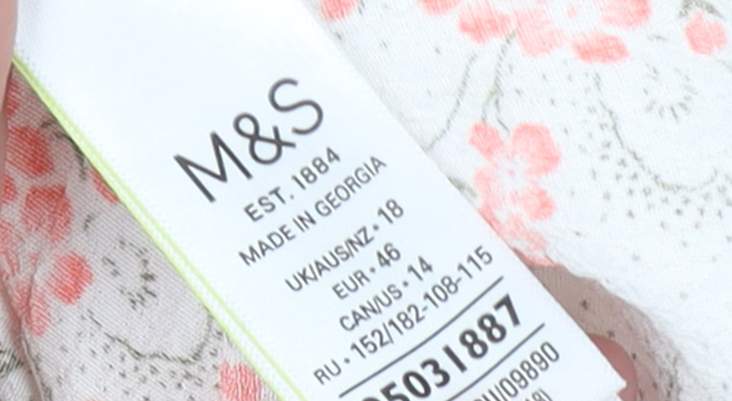 Womens UK Size 18 Marks and Spencer White Tunic Blouse