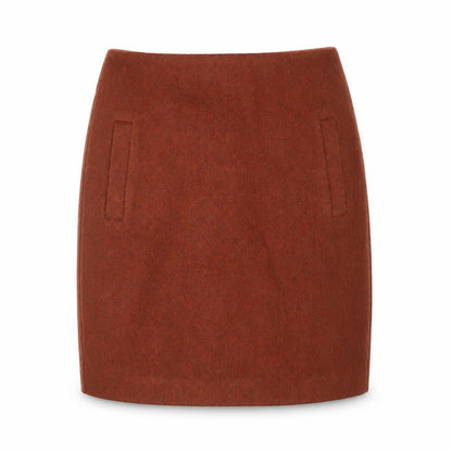 New Look Women Brown Wool Blend Short Pencil Skirt Size 6