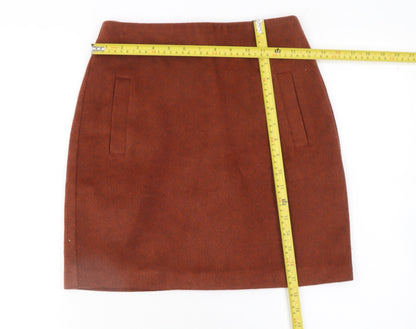 New Look Women Brown Wool Blend Short Pencil Skirt Size 6