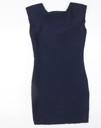 AX Paris Women's Blue Bodycon Scoop Neck Sleeveless Dress Size 10