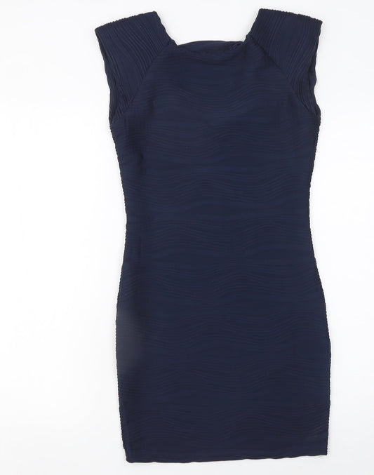 AX Paris Women's Blue Bodycon Scoop Neck Sleeveless Dress Size 10