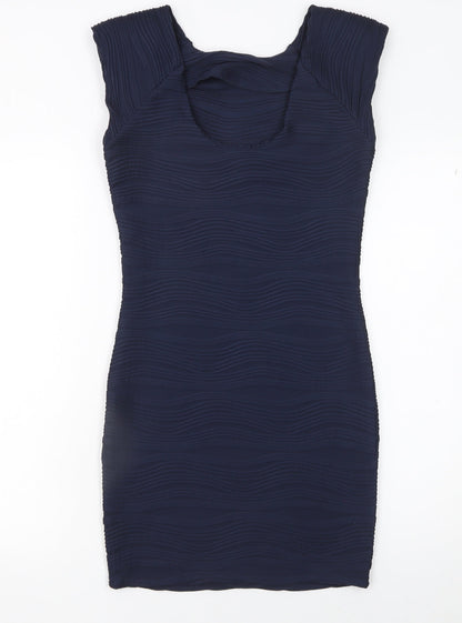 AX Paris Women's Blue Bodycon Scoop Neck Sleeveless Dress Size 10