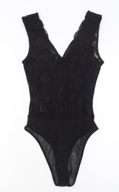 New Look Women Black Lace Sleeveless Bodysuit UK 6 Petite Fit