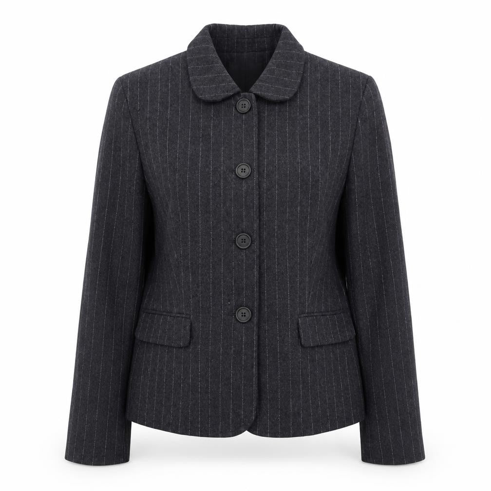 Marks and Spencer Womens Grey Wool Pinstripe Blazer Jacket Size 10