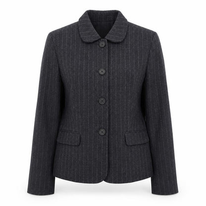 Marks and Spencer Womens Grey Wool Pinstripe Blazer Jacket Size 10