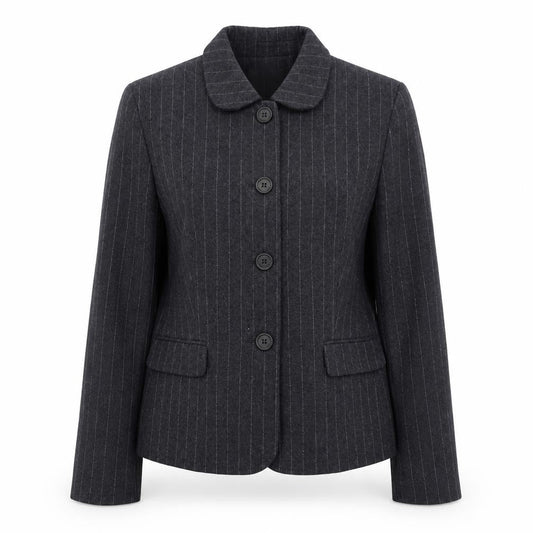 Marks and Spencer Womens Grey Wool Pinstripe Blazer Jacket Size 10