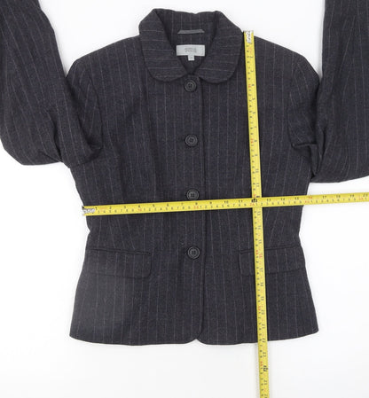 Marks and Spencer Womens Grey Wool Pinstripe Blazer Jacket Size 10
