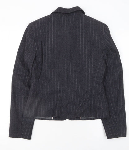 Marks and Spencer Womens Grey Wool Pinstripe Blazer Jacket Size 10
