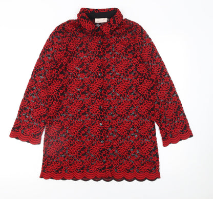 Womens UK Size 14 Marks and Spencer Red Lace Blouse