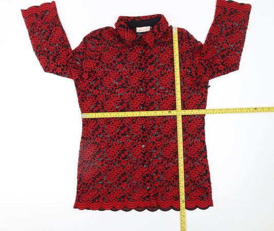 Womens UK Size 14 Marks and Spencer Red Lace Blouse