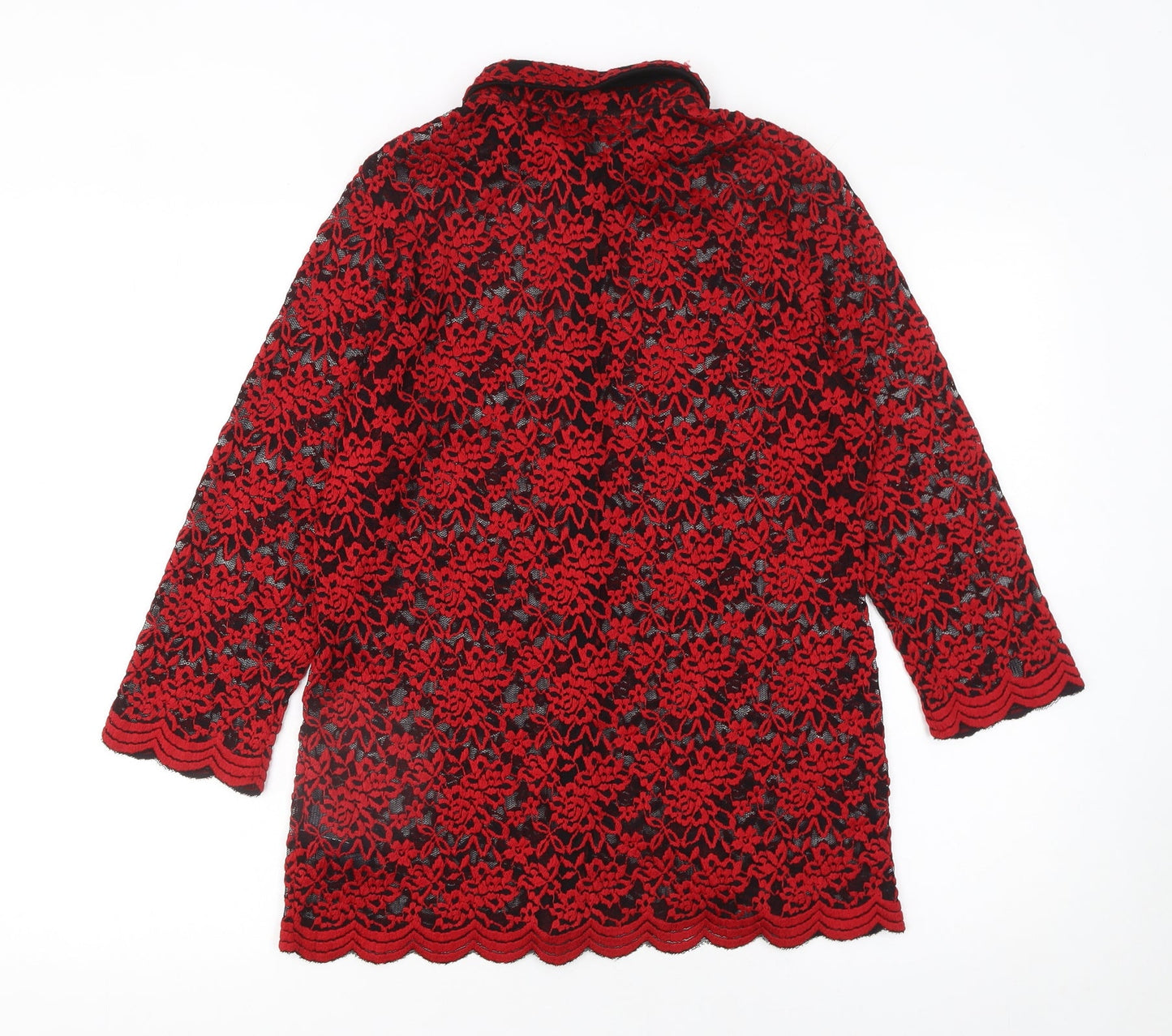 Womens UK Size 14 Marks and Spencer Red Lace Blouse