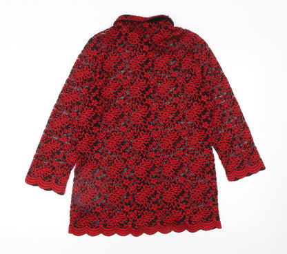 Womens UK Size 14 Marks and Spencer Red Lace Blouse