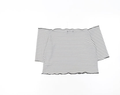 PrettyLittleThing Women’s White Striped Off Shoulder Top Size 12