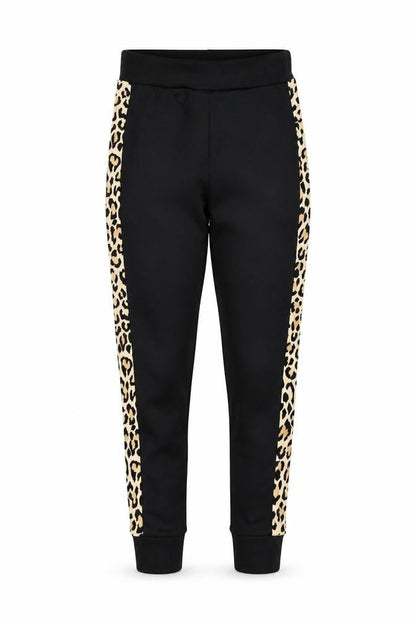 Quiz Womens Black Leopard Side Panel Jogger Trousers Size 8