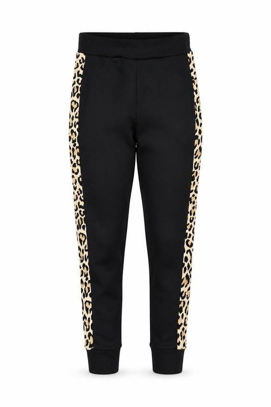 Quiz Womens Black Leopard Side Panel Jogger Trousers Size 8