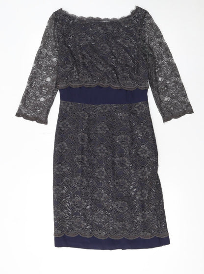 Boden Women Blue Lace Sheath Knee Length Dress UK 8