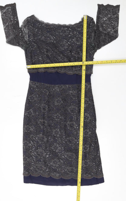 Boden Women Blue Lace Sheath Knee Length Dress UK 8