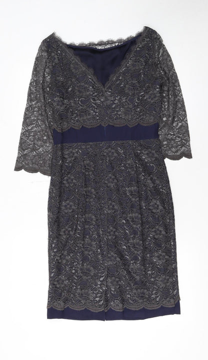 Boden Women Blue Lace Sheath Knee Length Dress UK 8