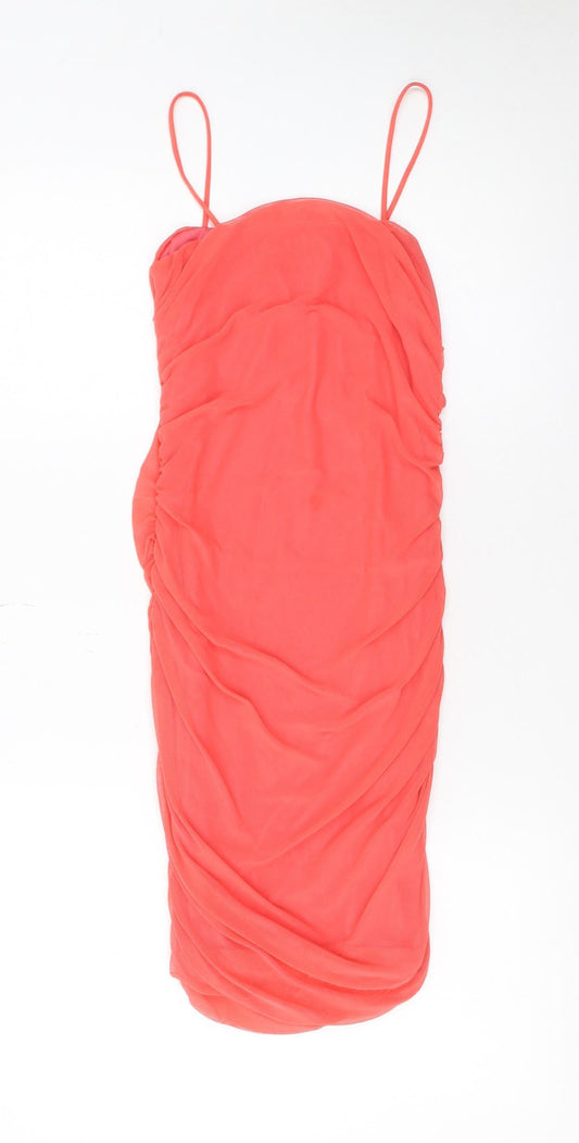Select Women’s Pink Ruched Bodycon Sleeveless Short Dress Size 8