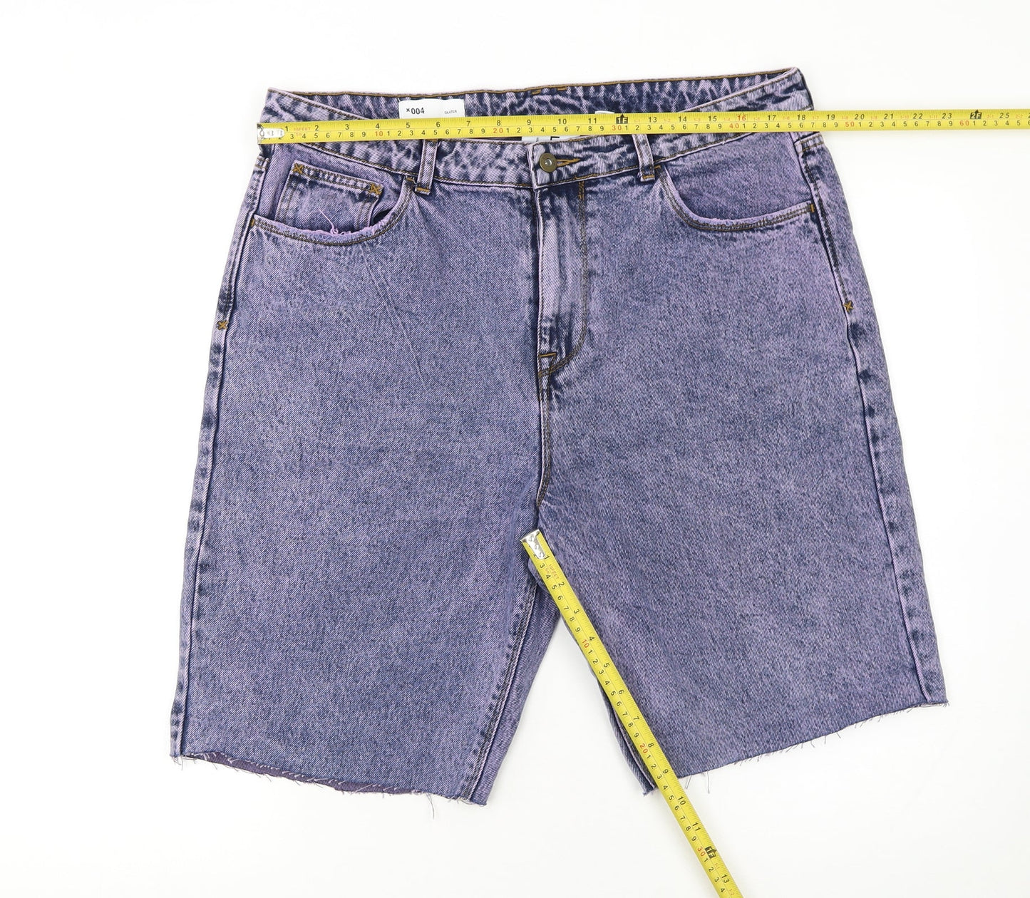 Collusion Mens Purple Acid Wash Denim Cargo Shorts Size 36