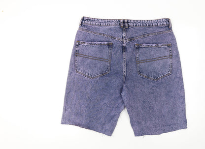 Collusion Mens Purple Acid Wash Denim Cargo Shorts Size 36