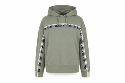 Front view of Adidas Women’s Green Hoodie, size UK 10, Cotton Blend Logo Trim