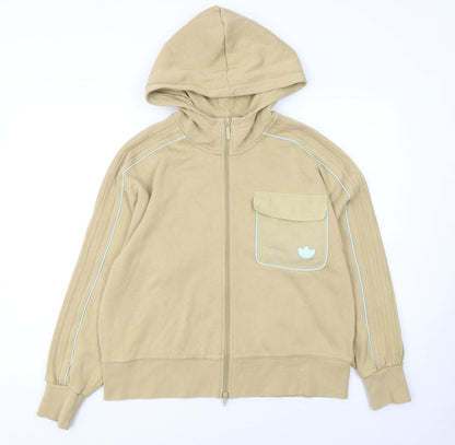Womens UK Size 8 adidas Beige Full Zip Hoodie