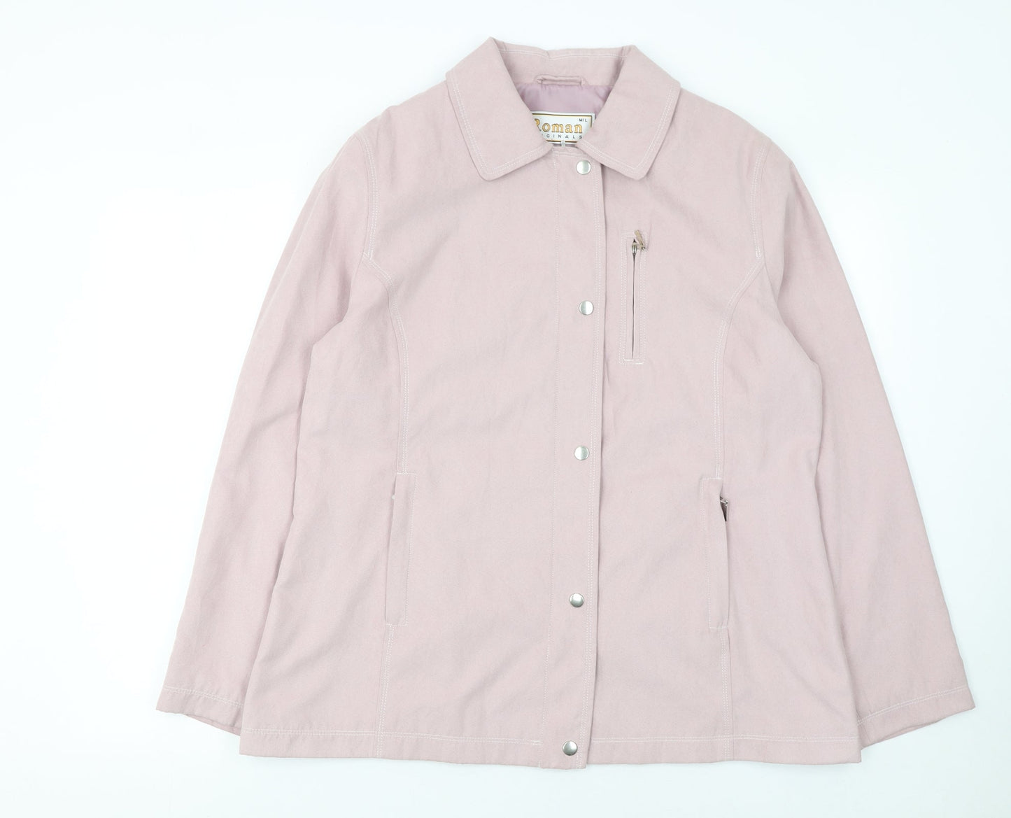 Roman Originals Women's Pink Mid-Length Jacket Size M Lined Zip Casual