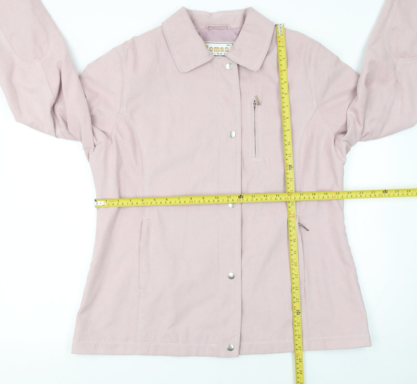 Roman Originals Women's Pink Mid-Length Jacket Size M Lined Zip Casual