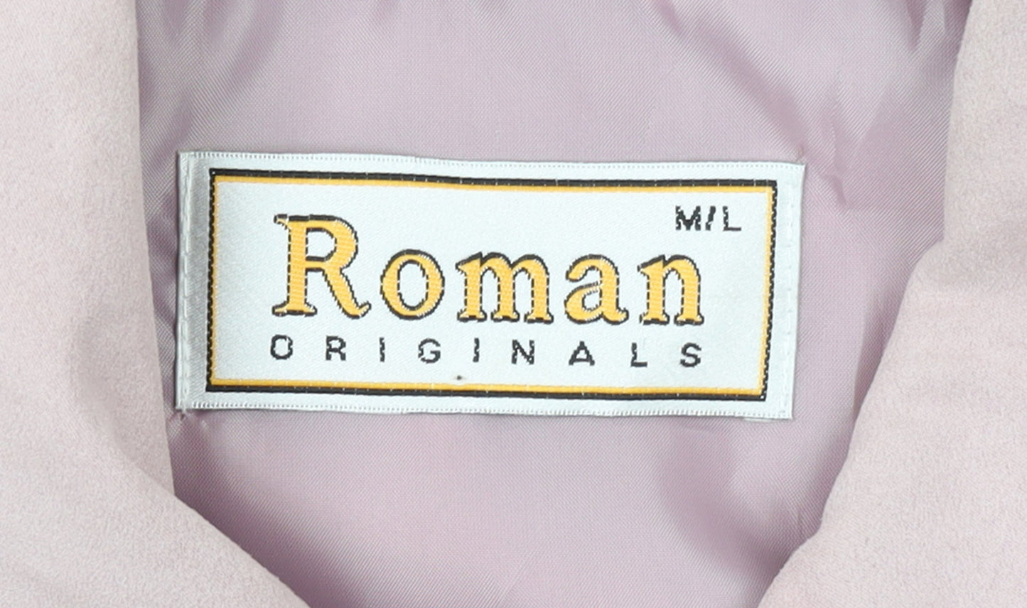 Roman Originals Women's Pink Mid-Length Jacket Size M Lined Zip Casual