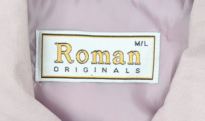 Roman Originals Women's Pink Mid-Length Jacket Size M Lined Zip Casual