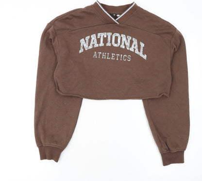 Womens UK Size 2XS H&M Brown Pullover Sweatshirt