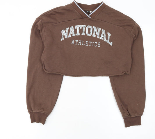 Womens UK Size 2XS H&M Brown Pullover Sweatshirt
