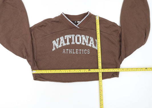 Womens UK Size 2XS H&M Brown Pullover Sweatshirt