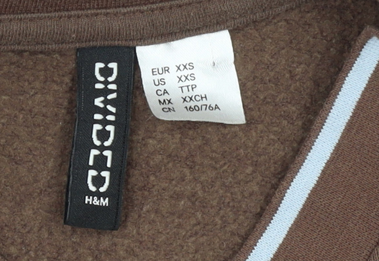 Womens UK Size 2XS H&M Brown Pullover Sweatshirt