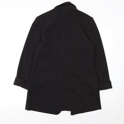 Tu Women Black Metallic Blazer Size 10 Classic Single-Breasted Jacket