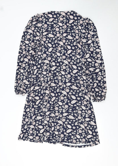 Boden Womens Blue Floral Paisley Wrap Dress Size 14 Long Sleeve