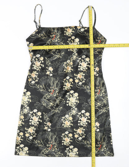 Urban Outfitters Womens Black Dragon Satin Slip Dress L