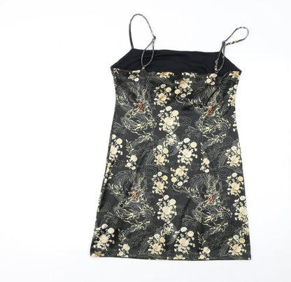 Urban Outfitters Womens Black Dragon Satin Slip Dress L