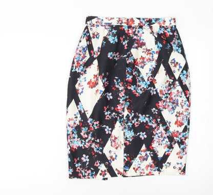 L.K. Bennett Women Multicoloured Floral Silk Blend Pencil Skirt UK 10