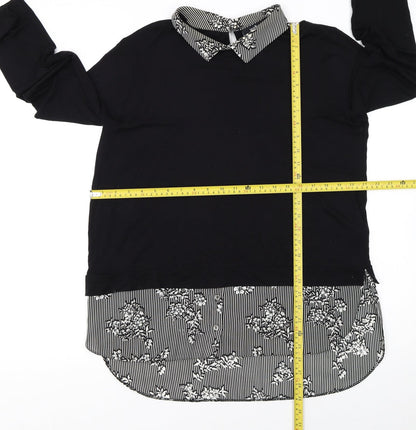 Wallis Womens Black Collared Long Sleeve Pullover Jumper Size 16