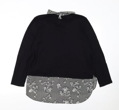 Wallis Womens Black Collared Long Sleeve Pullover Jumper Size 16