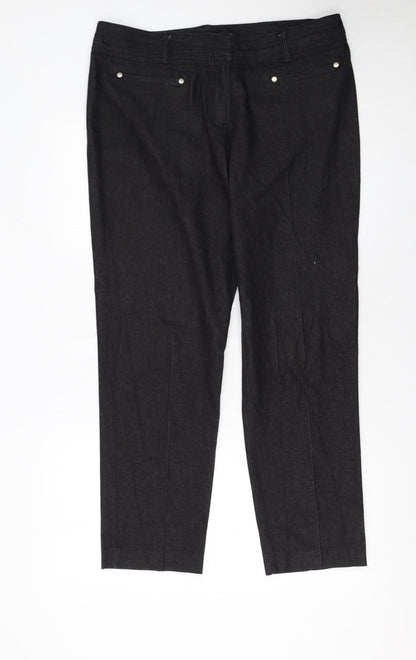 Womens UK Size 12 Larry Levine Regular Fit Casual Workwear Business Black Trouse