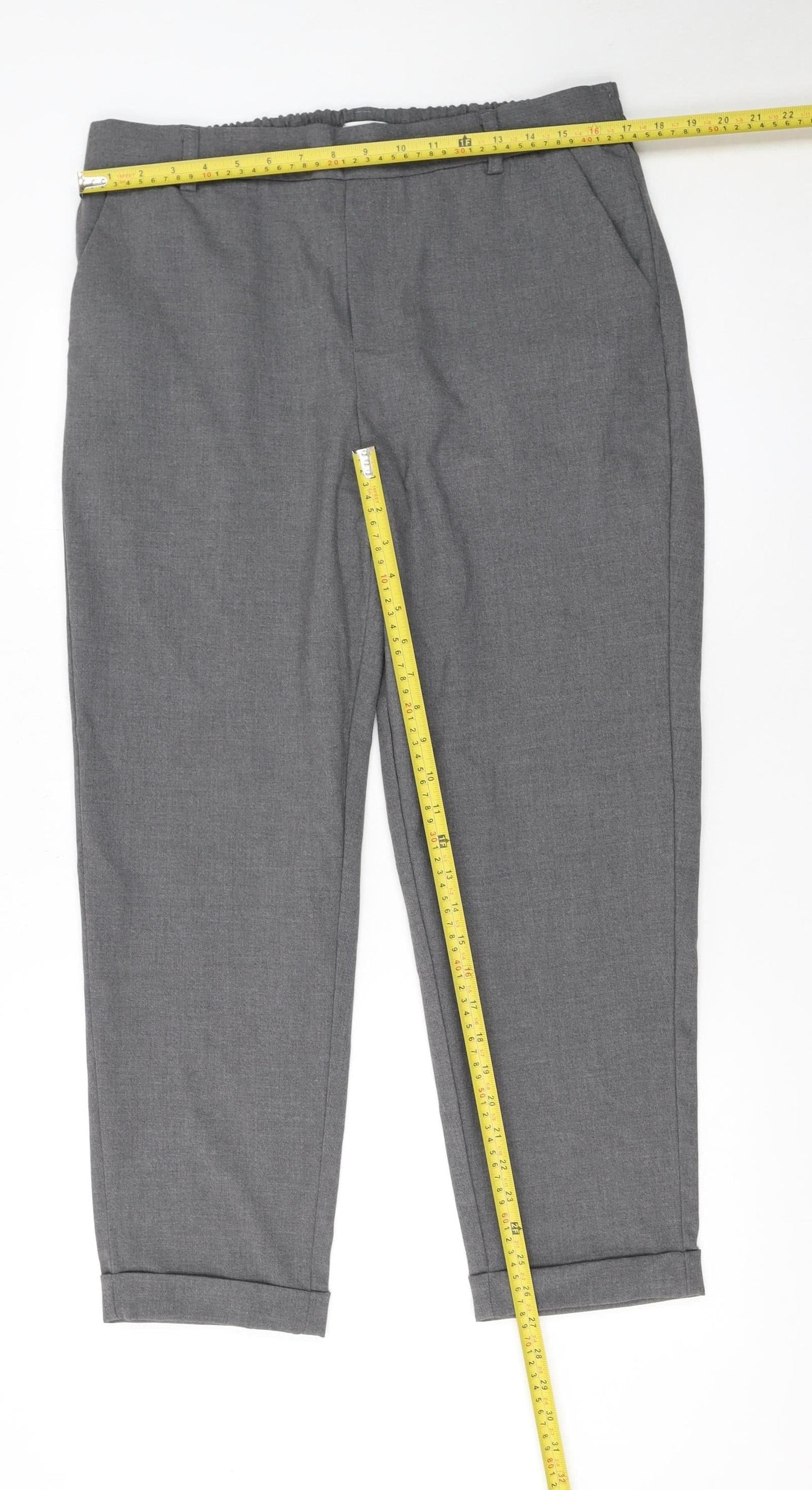 Womens UK Size 16 Savida Regular Fit Cropped Grey Trousers