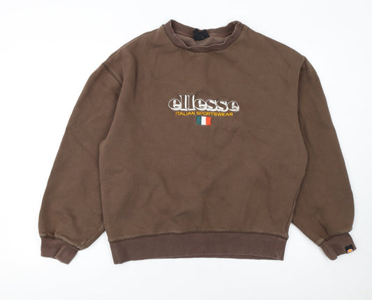 Womens UK Size M ellesse Brown Pullover Sweatshirt