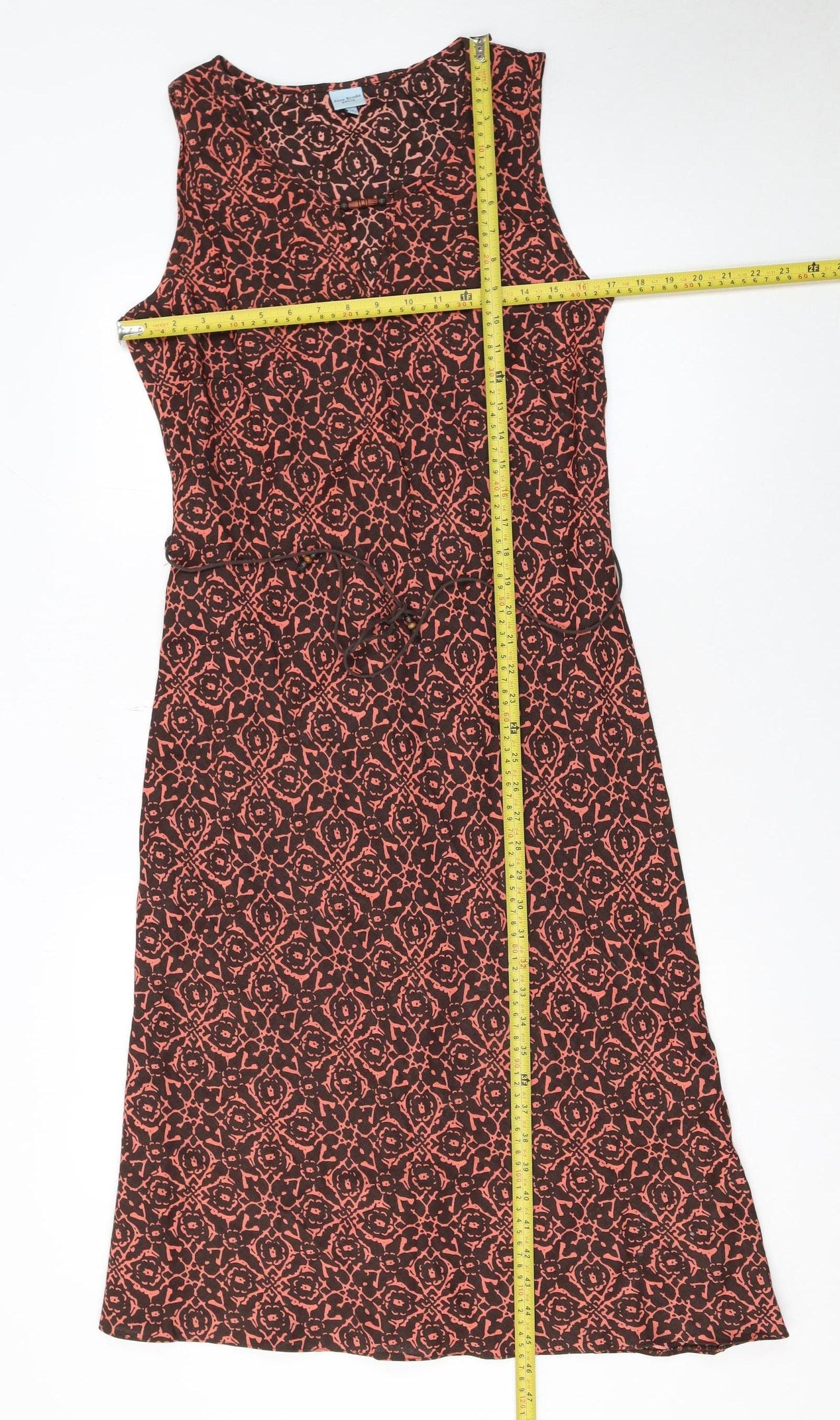 Anne Brooks Petite Brown Geometric Linen Dress Size 14