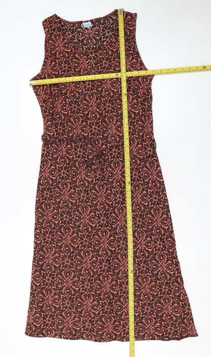 Anne Brooks Petite Brown Geometric Linen Dress Size 14