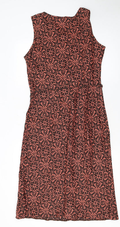 Anne Brooks Petite Brown Geometric Linen Dress Size 14