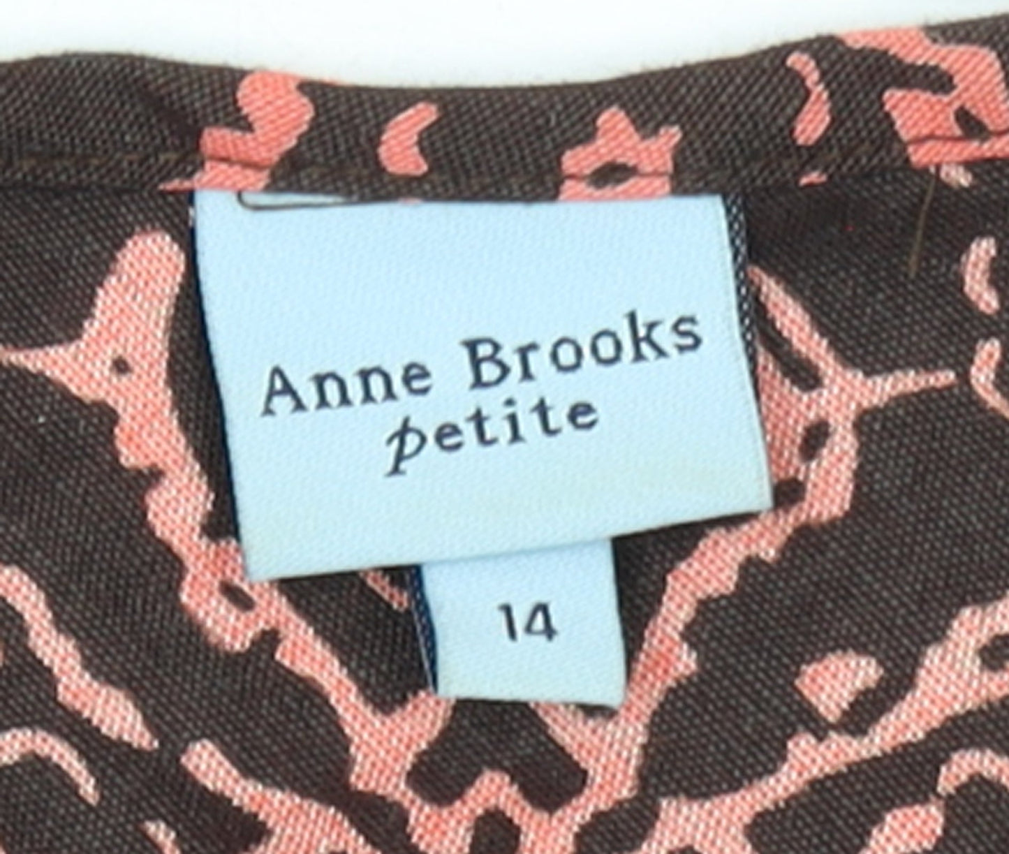 Anne Brooks Petite Brown Geometric Linen Dress Size 14